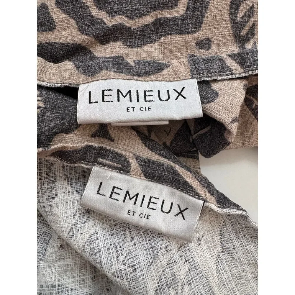 LEMIEUX ET CIE Pernelle King Pillowcases Tan and Gray Anthropologie 100% Cotton